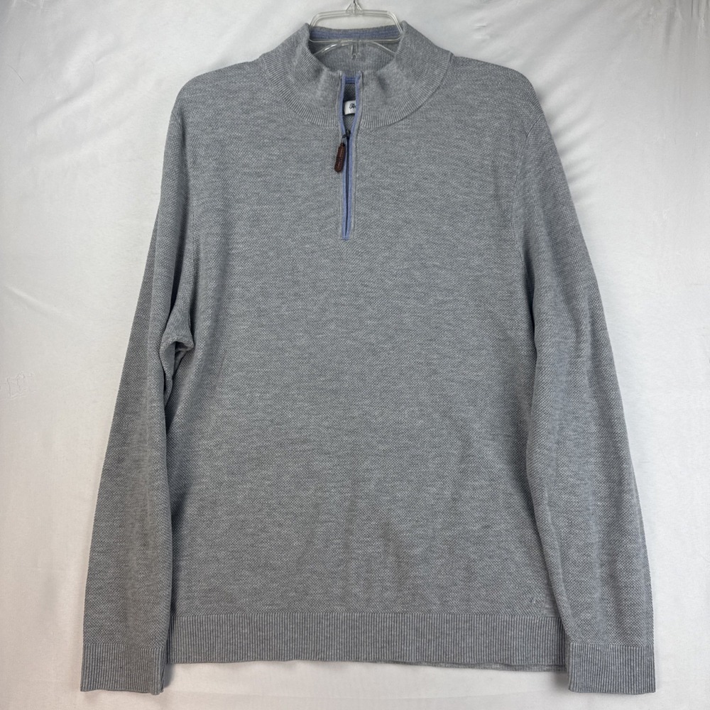 Tommy Bahama 1/4 Zip Sweater‎ Mens Large Gray Mock Neck